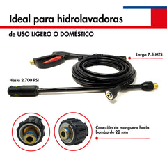 KIT DE MANGUERA, GATILLO, LANZA Y BOQUILLA PARA HIDROLAVADORA - DGLNH120