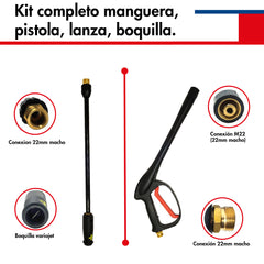 KIT DE MANGUERA, GATILLO, LANZA Y BOQUILLA PARA HIDROLAVADORA - DGLNH120