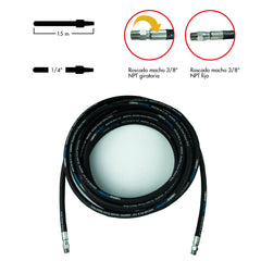 15 METROS MANGUERA INDUSTRIAL PARA HIDROLAVADORA 7,000 PSI - HOS040615