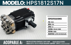 BOMBA NIQUELADA PARA HIDROLAVADORA 10HP 3500 PSI - HPS1812S17N